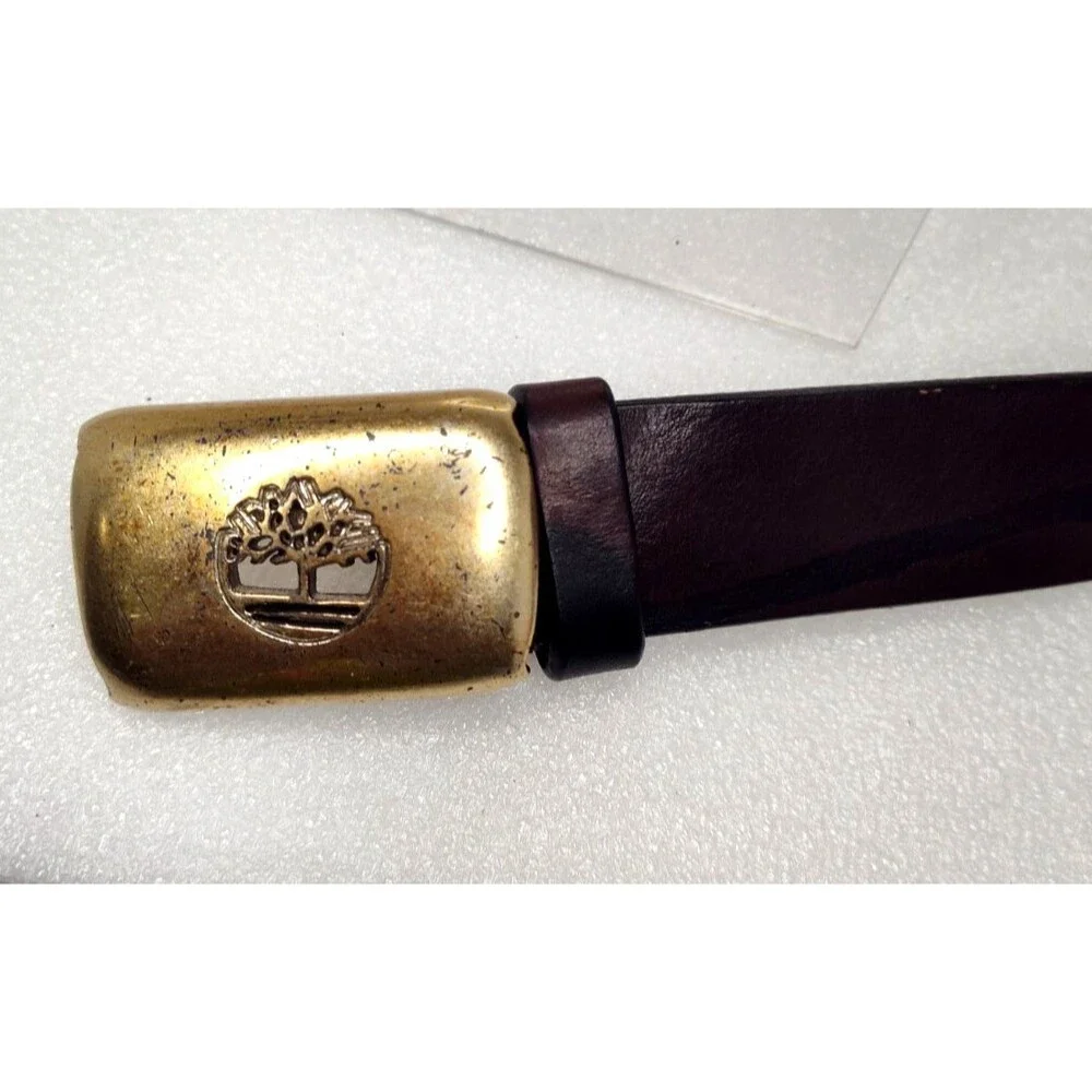 Timberland Brown Italian Genuine Leather Belt  Men's Size 32  Hook Belt Closure